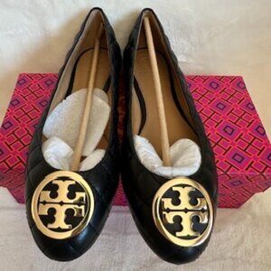 NIB! Tory Burch 64092 Benton 2 Quilted Ballet Flat Nappa Leather In Black Size 7